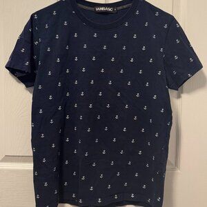 Navy Blue and White Anchor T Shirt